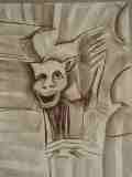 Ryszarda Łucja Jagielska - Rzeźba z  Notre Dame de Paris nad Sekwaną  - Szkic sepią - 40x30